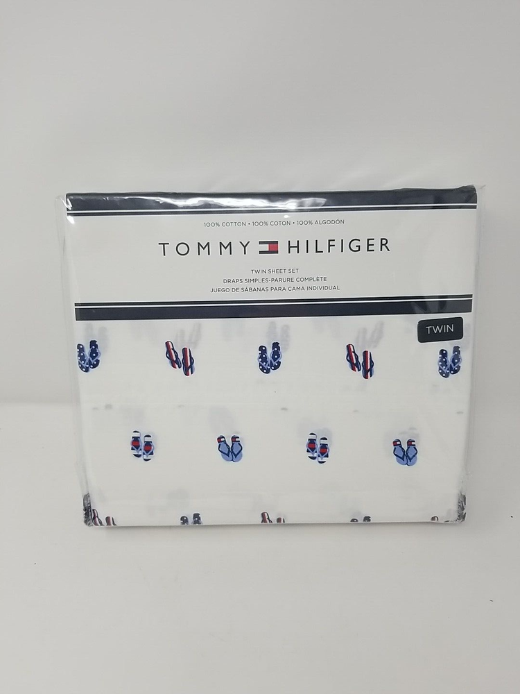 Tommy Hilfiger Twin Sheet Set with Vibrant Flip Flop Design