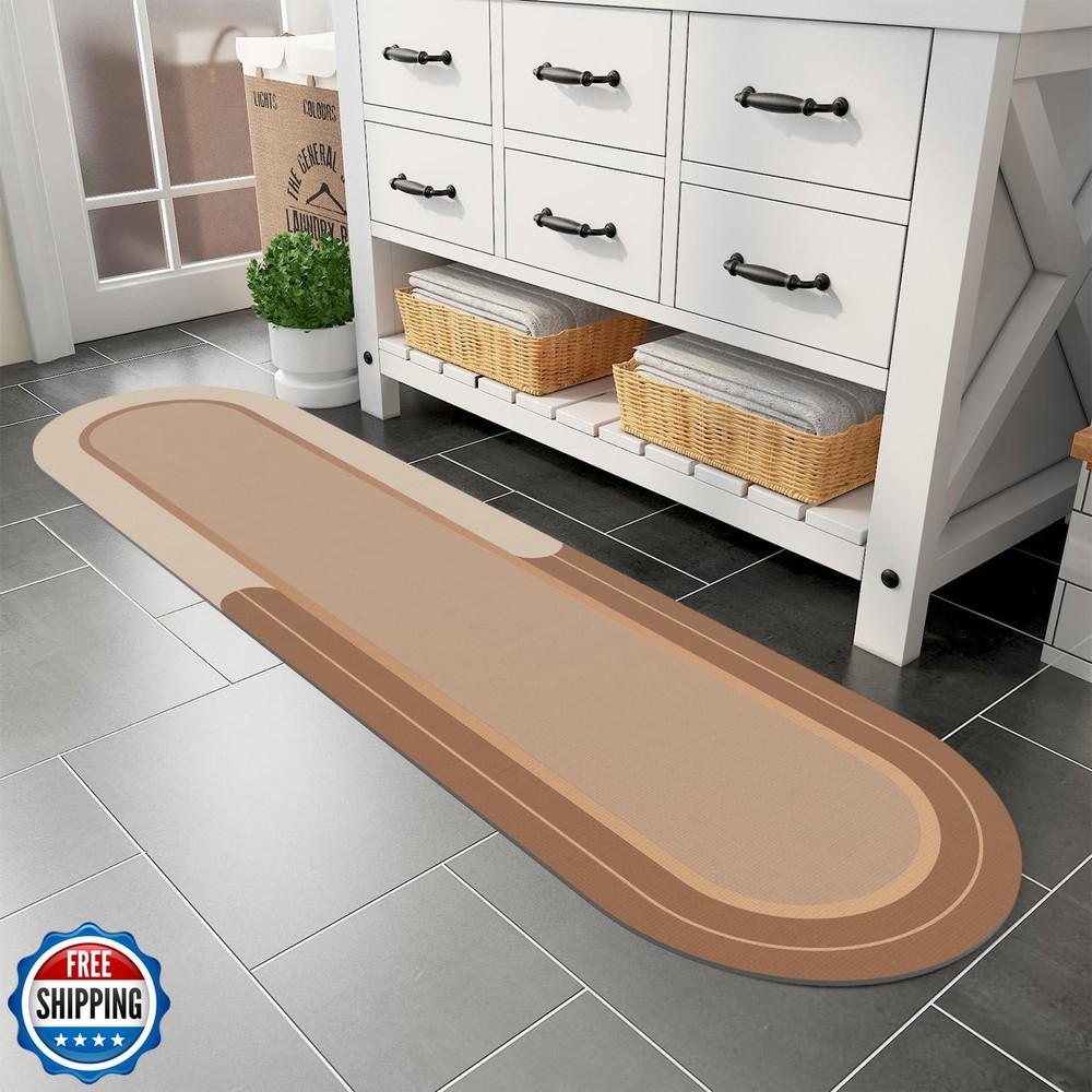 MontVoo Long Non-Slip Absorbent Quick-Dry Thin Bath Mat Runner for Bathroom