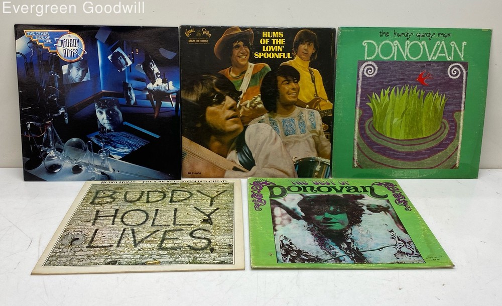 Vintage Vinyl LP Record Albums Lot Moody Blues Donovan Buddy Holly +