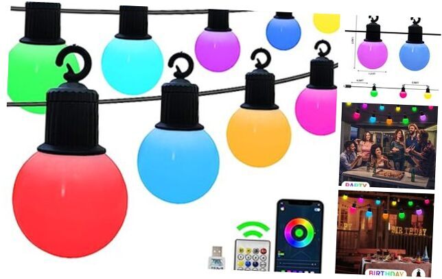 Smart String Lights 31.17FT 25pcs G40Bulb Outdoor APP& Remote Control