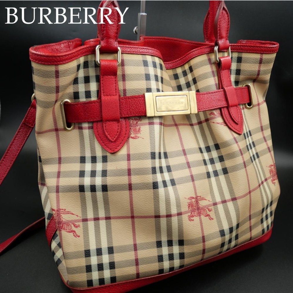Burberry Shoulder Bag Nova Check PVC Brown Authentic F1205376