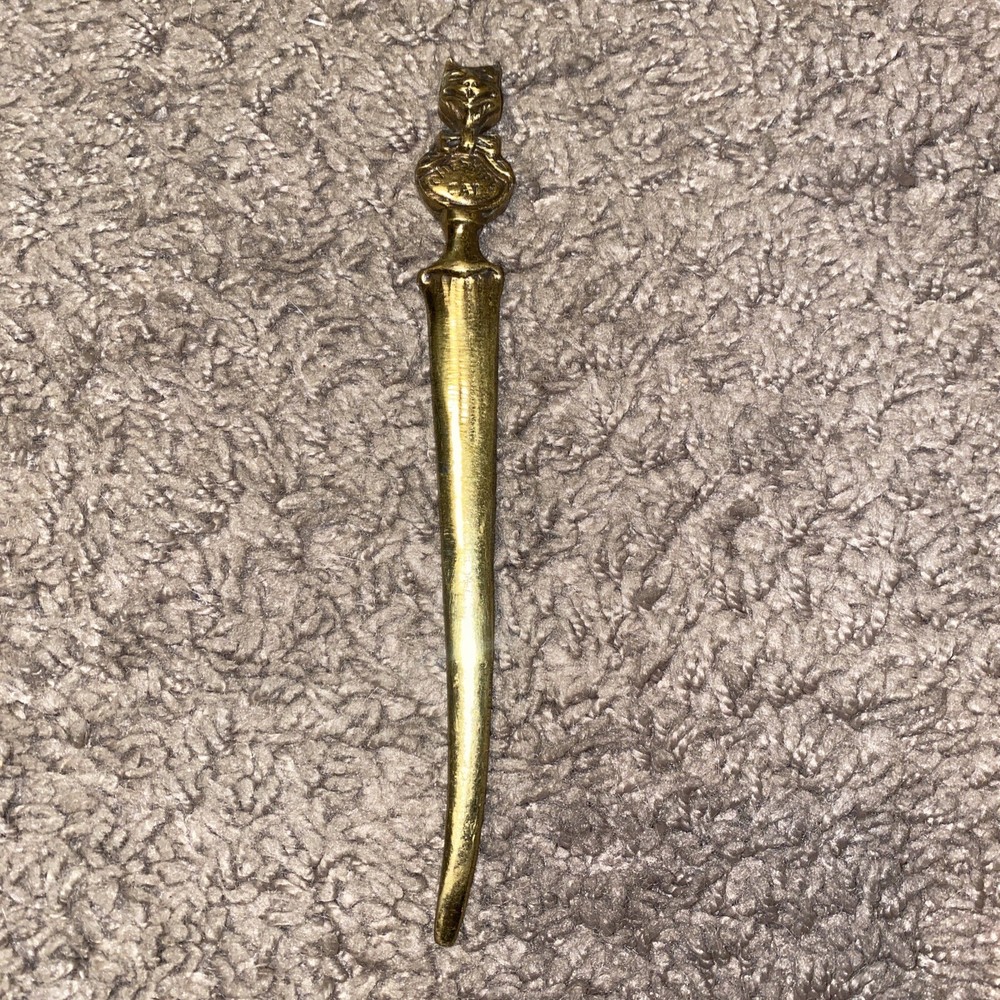 Vintage 6.25-Inch Brass Cheshire Cat Letter Opener High Quality
