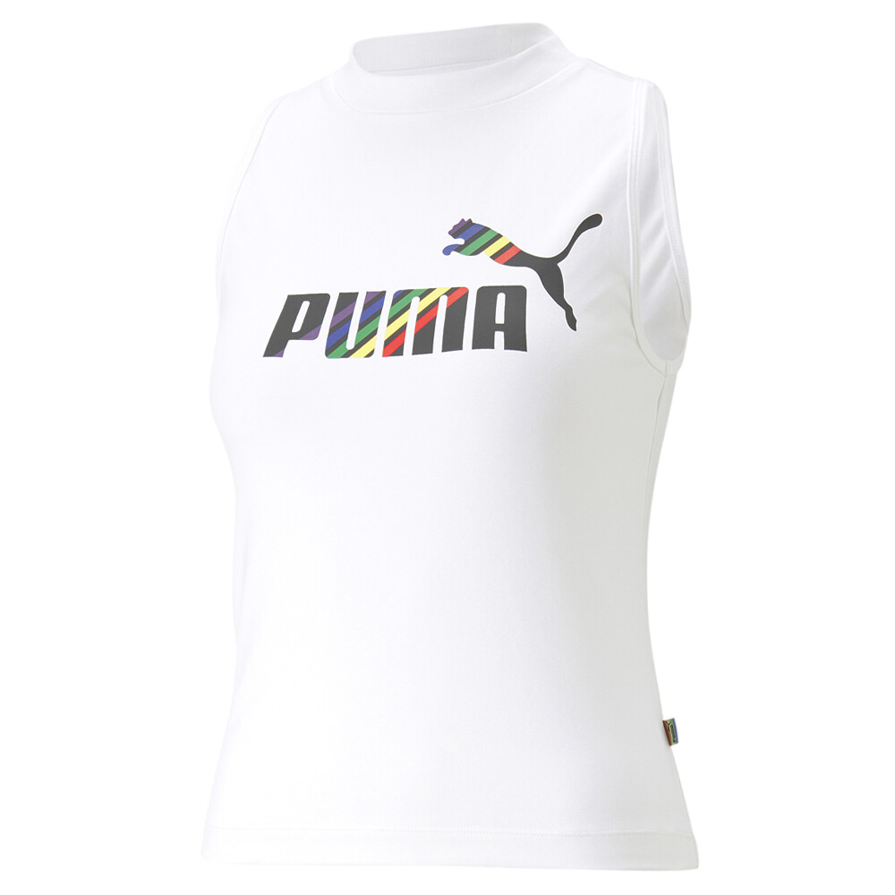 Puma Essentials Love Is Love Mock Neck Tank Top Womens White Casual  Athletic 67