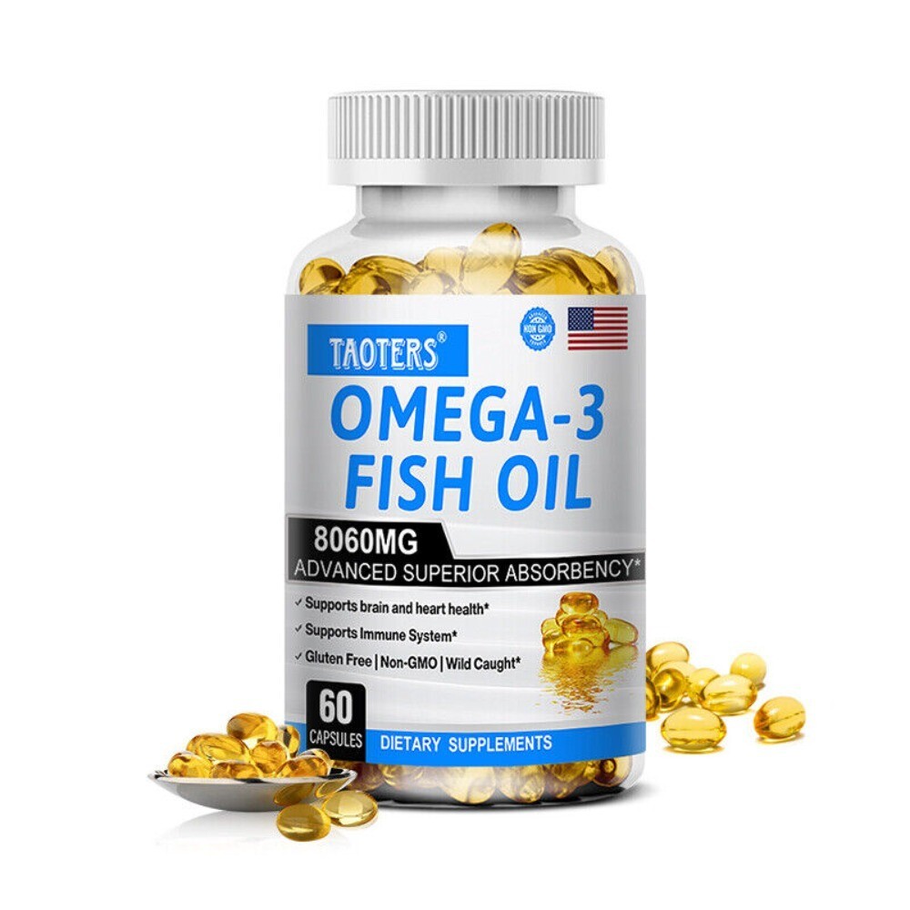 OMEGA-3 FISH OIL Capsules Maintains Healthy Eyes Skin Hair Enhance Brain Power