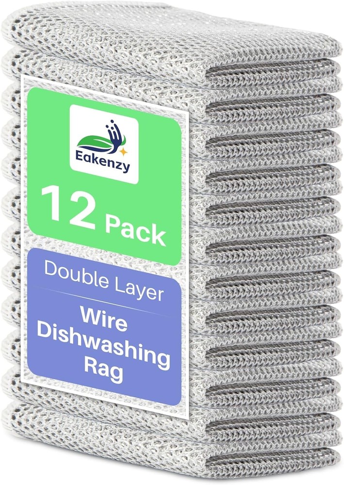 12 Pack Steel Wool Scrubber, Double Layer Non-Scratch Wire 12 Pack, Grey