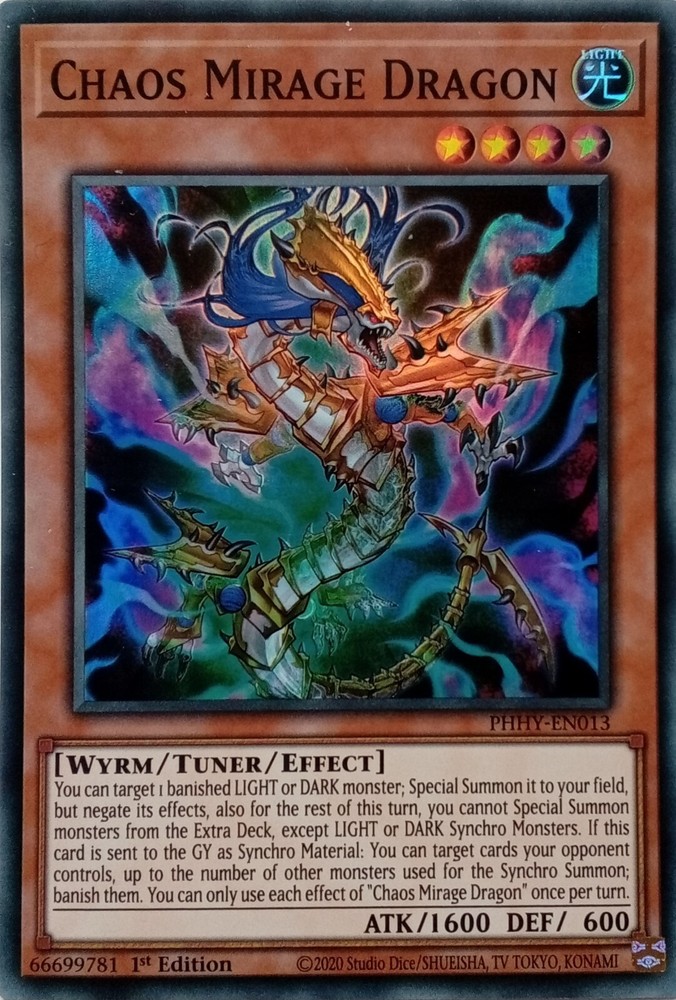 CHAOS MIRAGE DRAGON Super Rare 1st Edition YuGiOh PHHY-EN013 Card