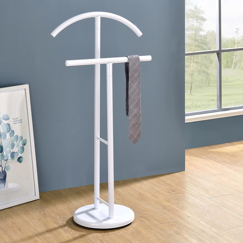 White Suit Wardrobe Valet Stand for Organized Clothes Storage