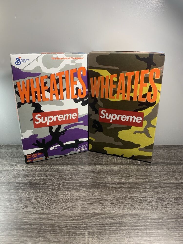 Supreme Wheaties Cereal Box Purple Camo Yellow Camo (set of two)