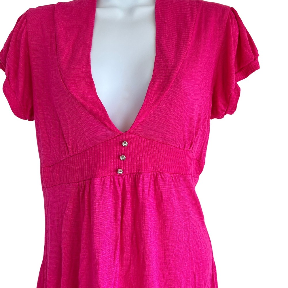 Vintage Y2K Babydoll Ribbed Top Size L Coquette Rhinestones Maximalist Glam