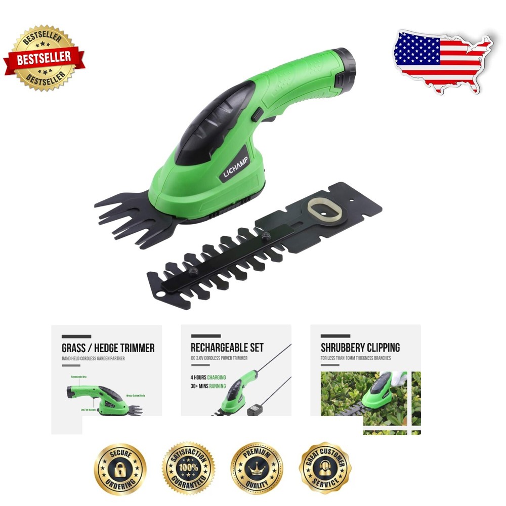 2-in-1 Cordless Electric Grass Shear & Hedge Trimmer for Effortless Gardening