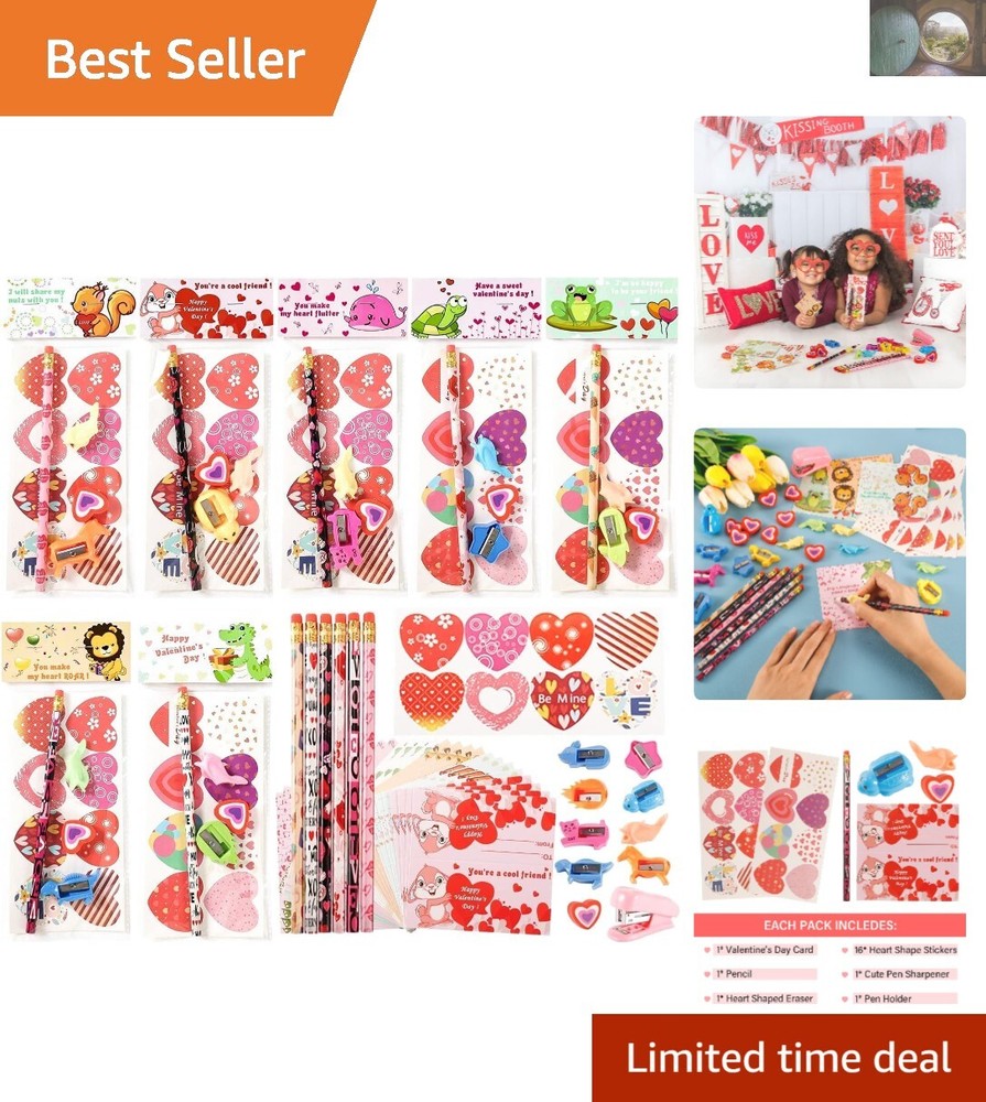 Delightful 28-Pack Valentine's Day Kids Gift Set - Stationery & Cards Galore!