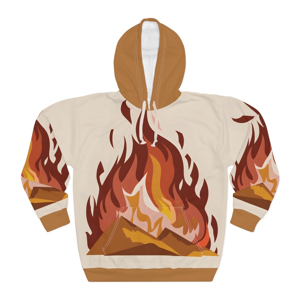 Crimson Embers All-Over Print Hoodie for Outdoor Adventures Travel Casual Wear