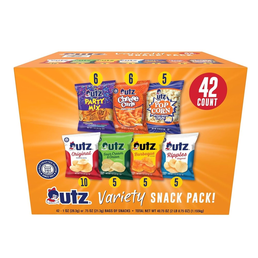 Utz Snack Variety Pack with Potato Chips Cheese Balls and More