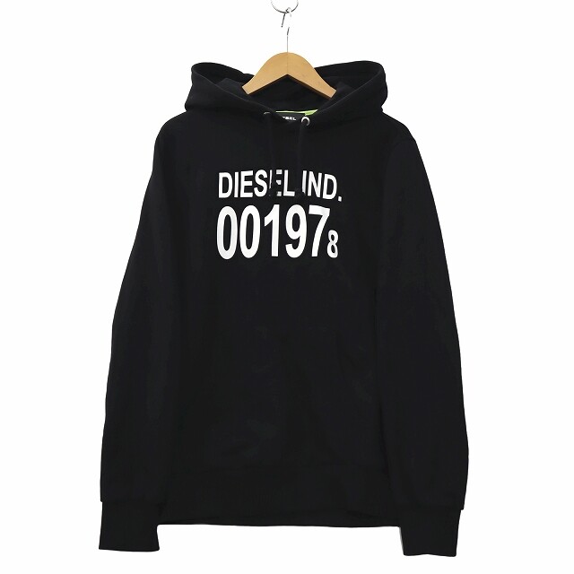 Diesel S-Girk-Hood S-Girk Hood Logo Print Fleece Pullover Hoodie S Black