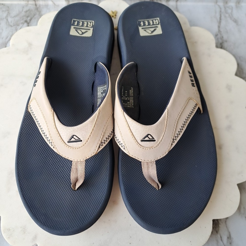 Reef Men's Slip-On Sandals Size 14 Gray/Navy Blue Synthetic