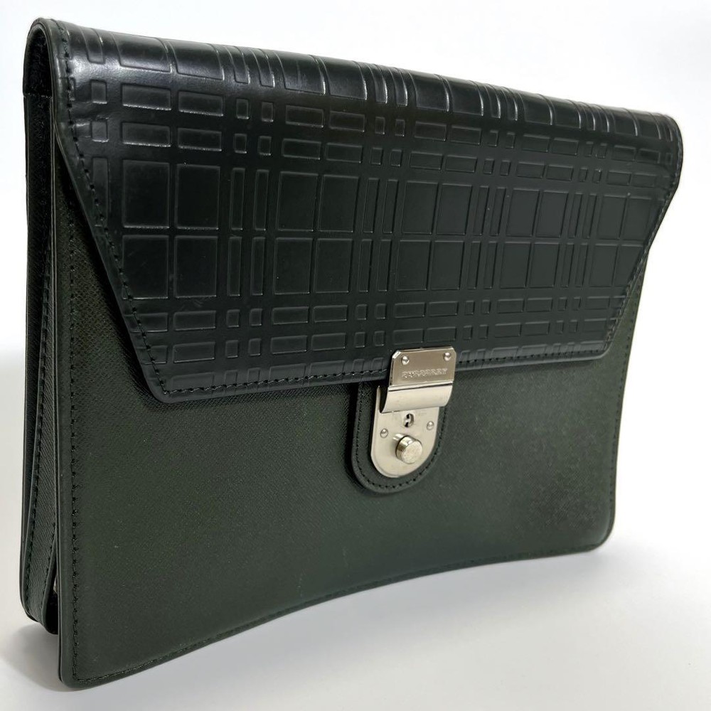 Burberryclutch Bag Dark Green With Strap