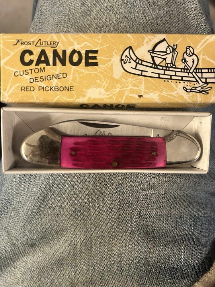 Custom Red Pickbone Frost Cutlery Canoe Knife Pocketknife