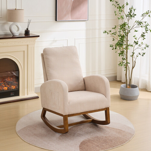 27.2W Nursery Rocking Chair Polyester Glider Accent Armchair