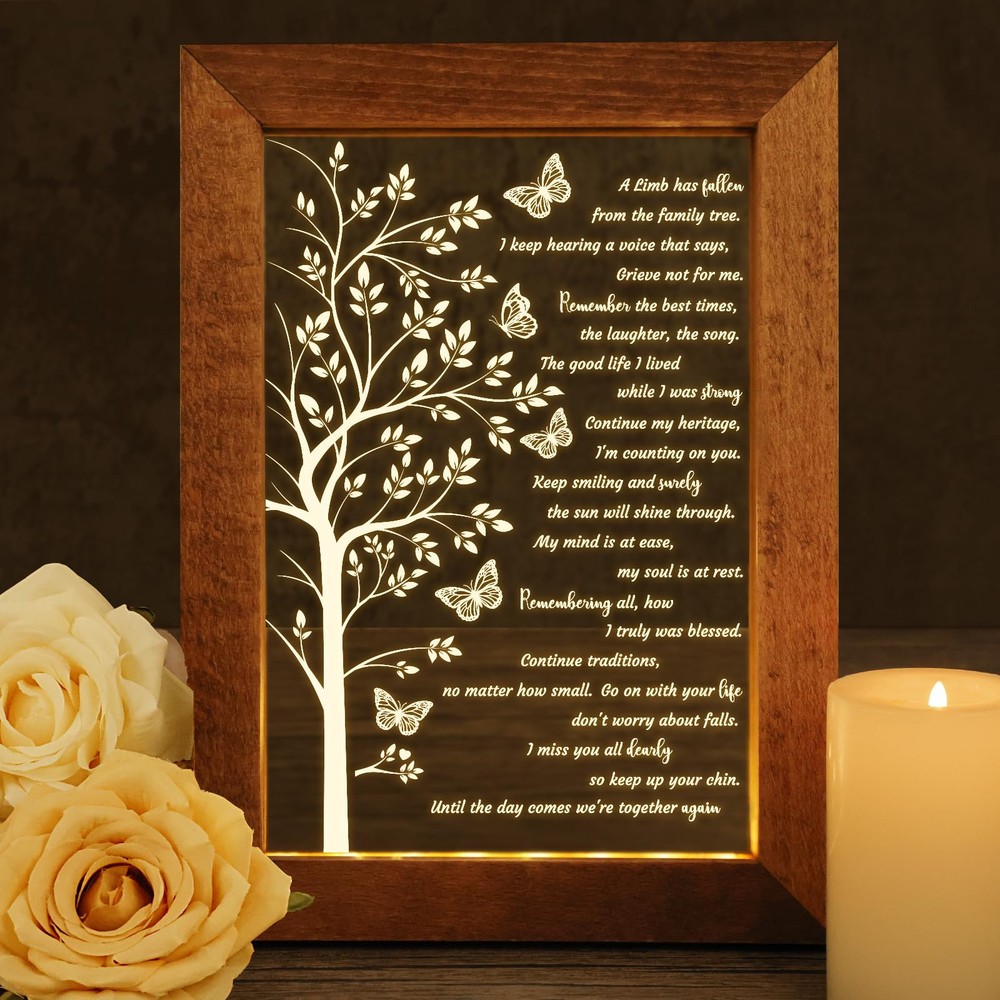 LED Lighted Memorial Acrylic Plaque Frame for Sympathy Gifts