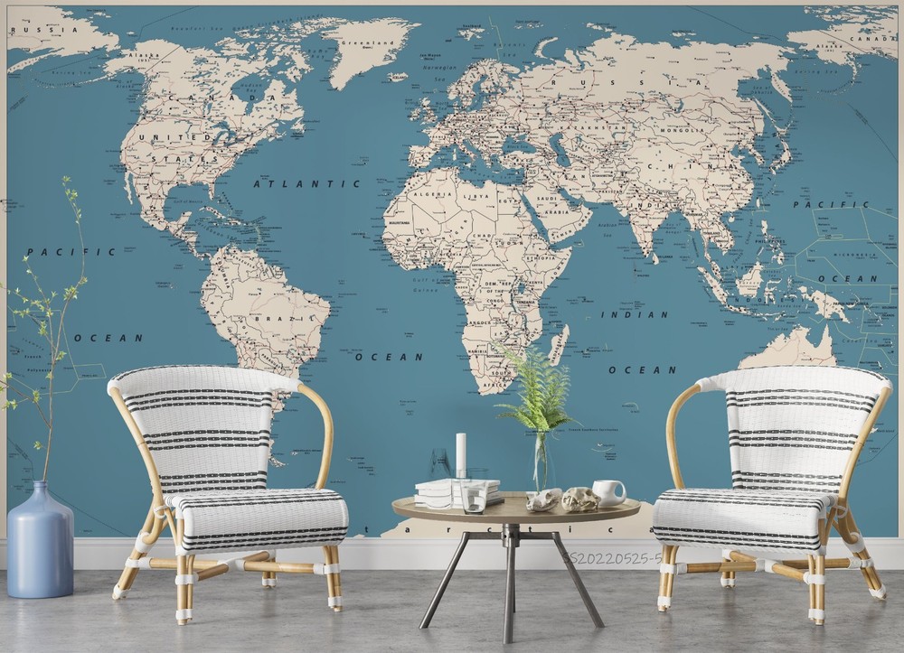 3D World Map Wall Murals Wallpaper Murals Wall Sticker