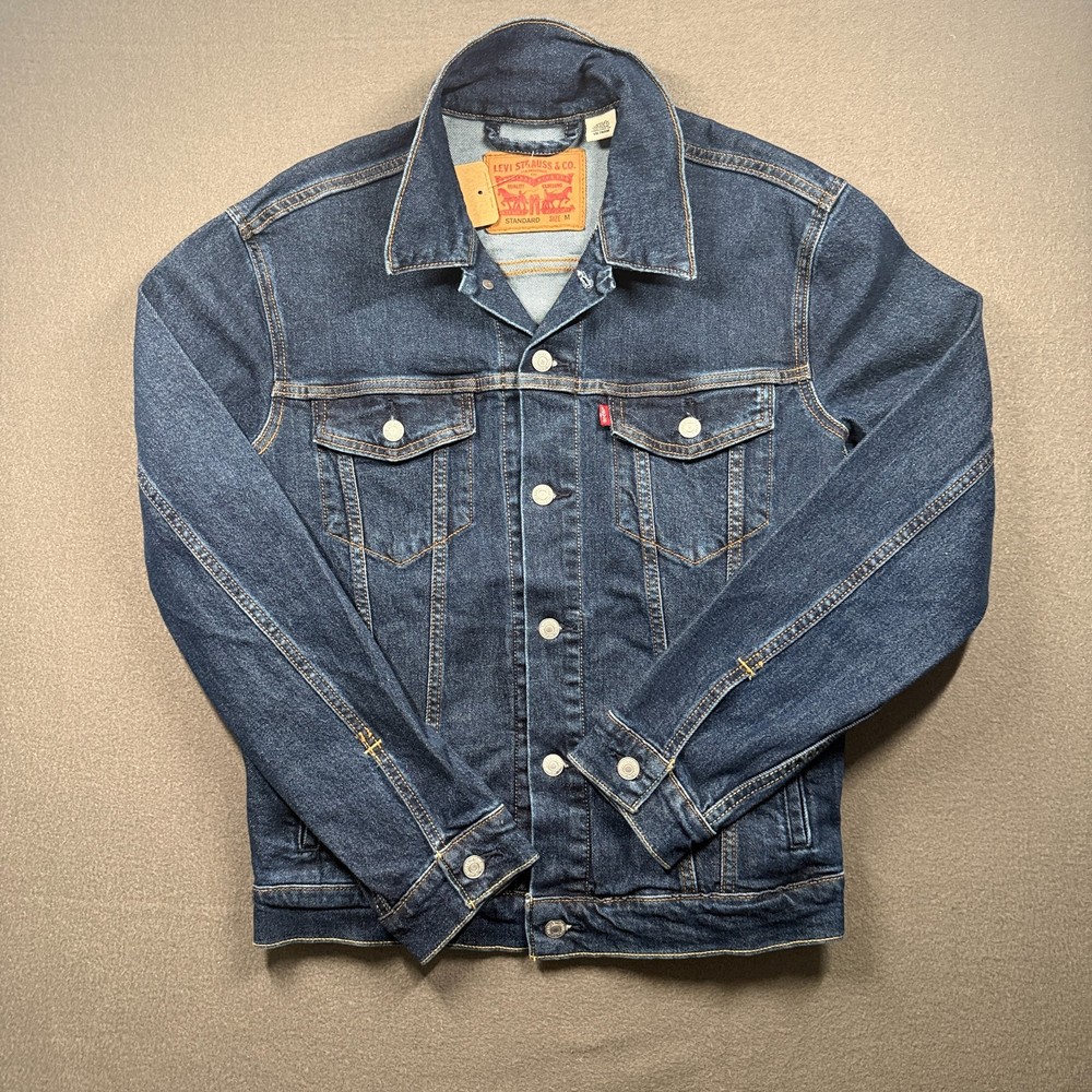 Levi's Denim Trucker Jacket Men's Size Large Dark Blue Size M New