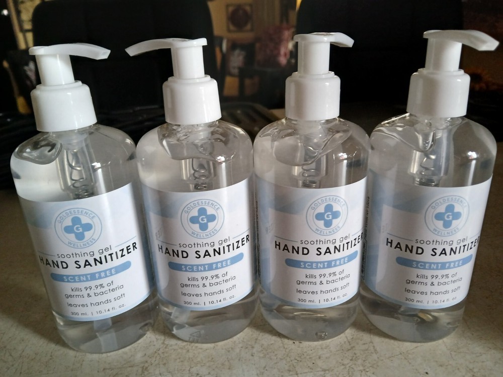 4-Pack Goldessence Scent-Free Soothing Gel Hand Sanitizer - Kills Germs Fast