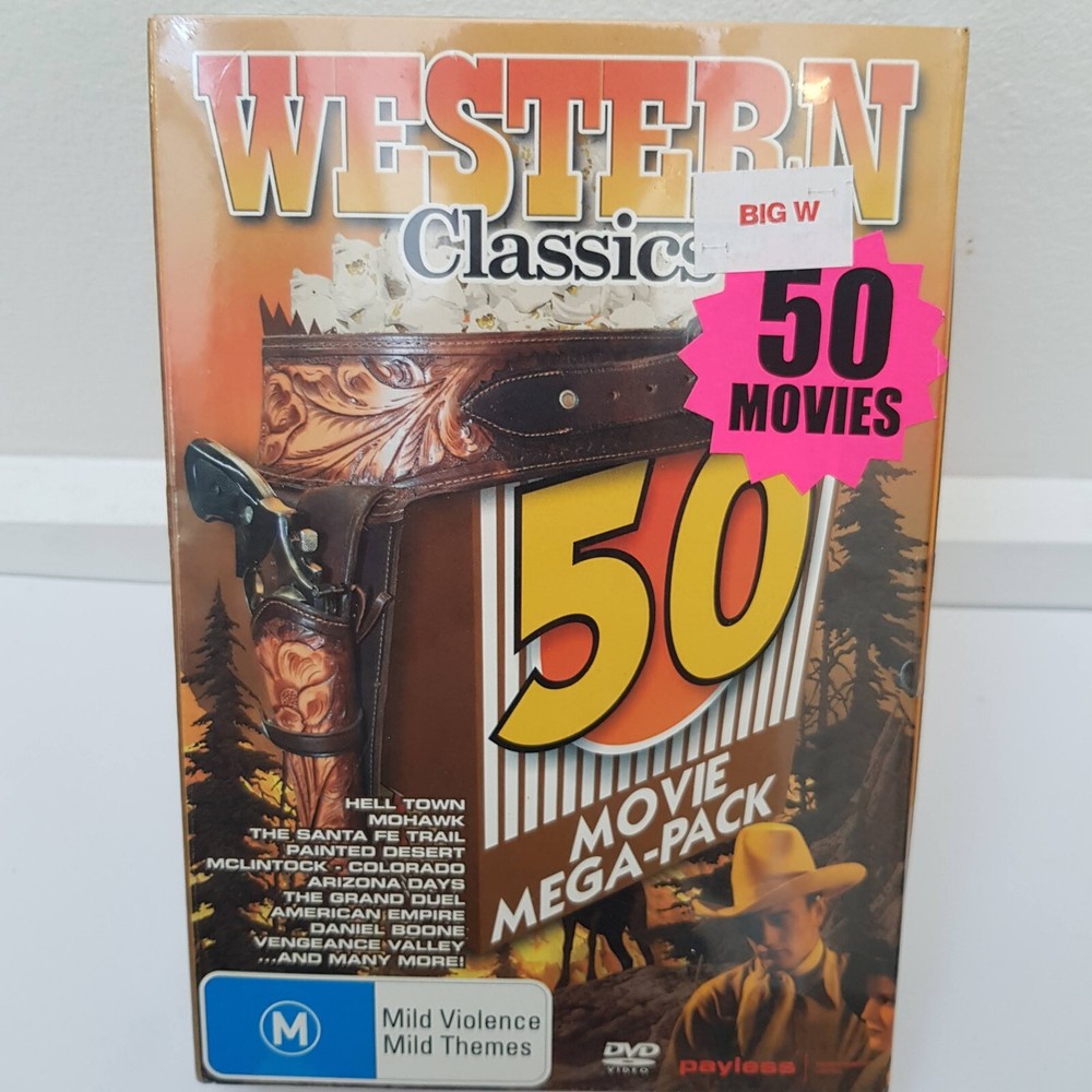 WESTERN CLASSICS 50 MOVIE MEGA PACK DVD Region 4 AUSTRALIA-new Sealed!