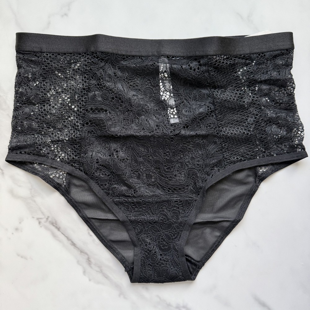 Soma Mixed Media High-Waist Brief Panty Black Size S/M/L/XL