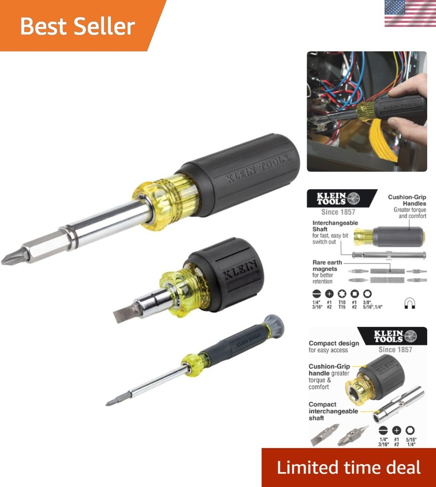 Klein Tools 80045 Compact Multi-Bit Screwdriver and Nut Driver Set with Pro Quality