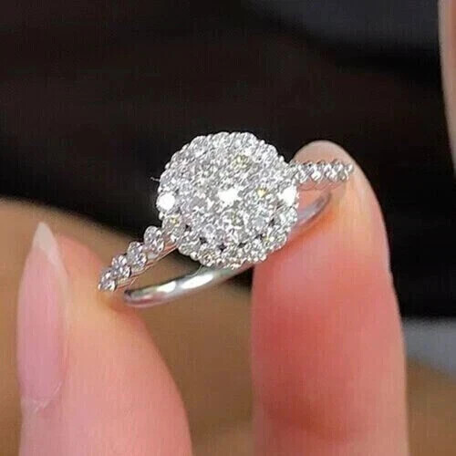 2.20Ct Cluster Round Cut Lab Created Diamond Engagement 14K White Gold FN Ring