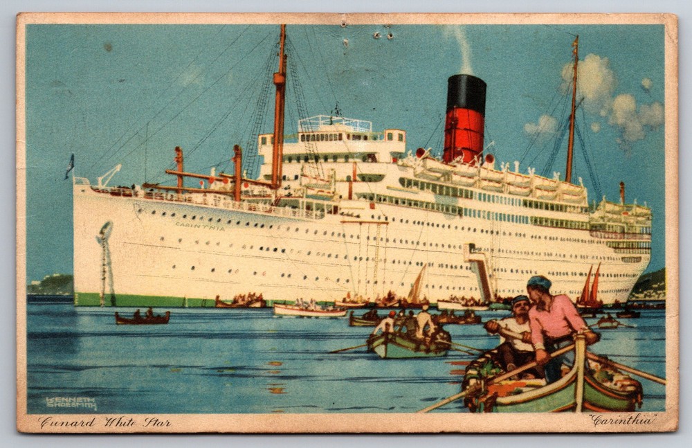 Vintage RMS Carinthia Cunard White Star Line Cruise Ship Postcard Z12