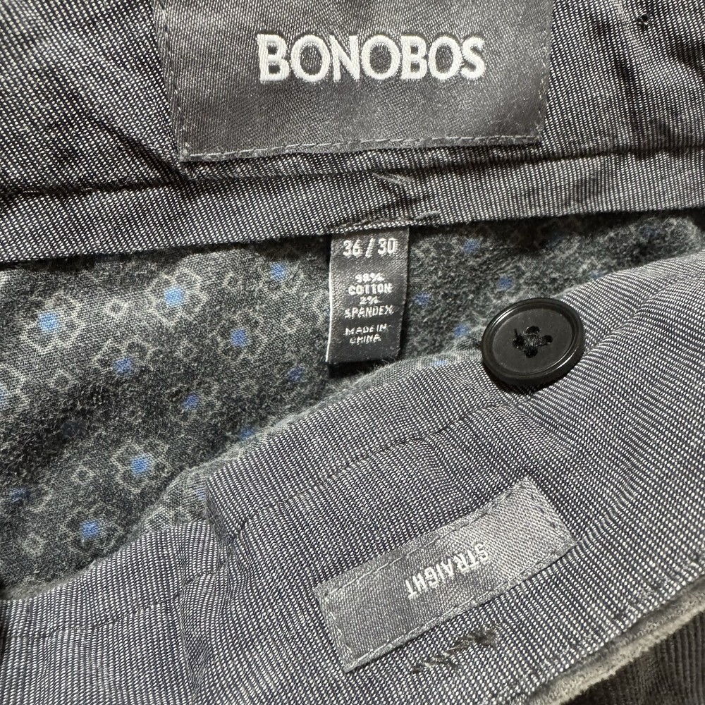 Bonobos Gray Corduroy Straight Leg Pants 36x30