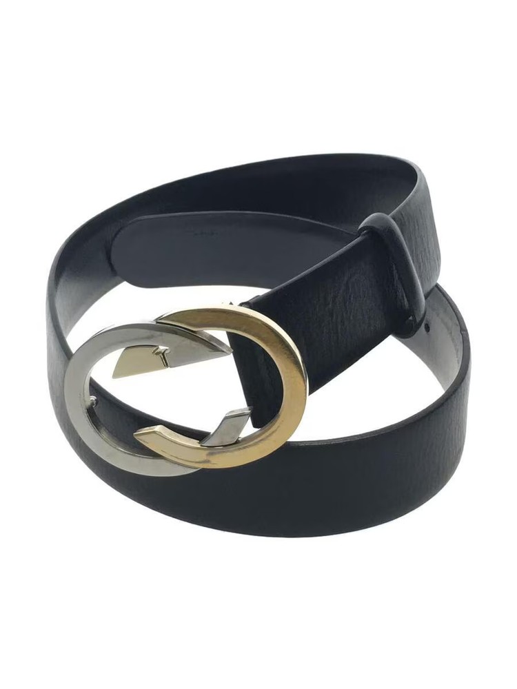 GUCCI Black Leather Belt with Silver Buckle 479610