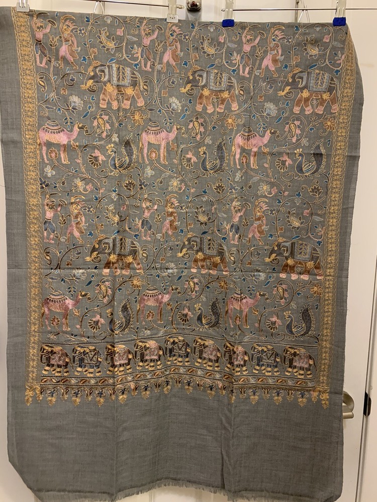 Luxury embroidered cashmere scarf for women style #398