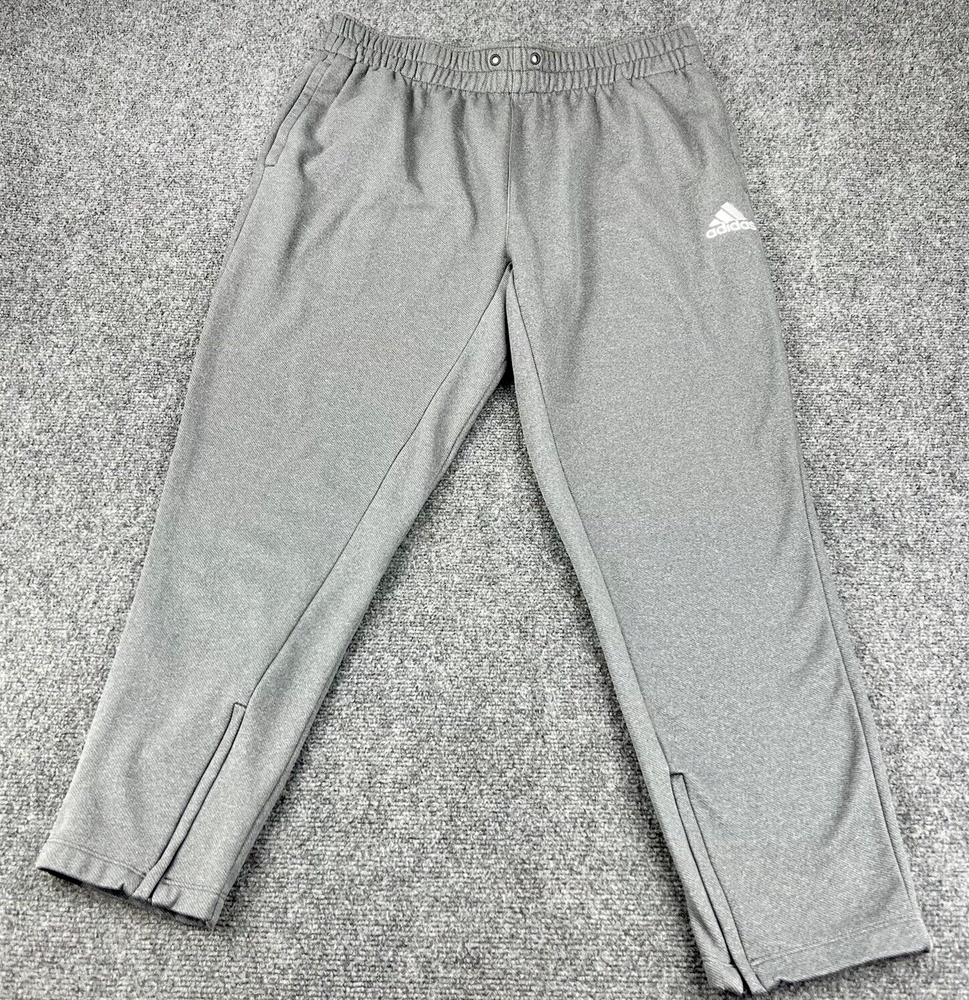 Adidas Men’s XL Gray Weave-Lined Joggers with Ankle Zip for Gym & Training