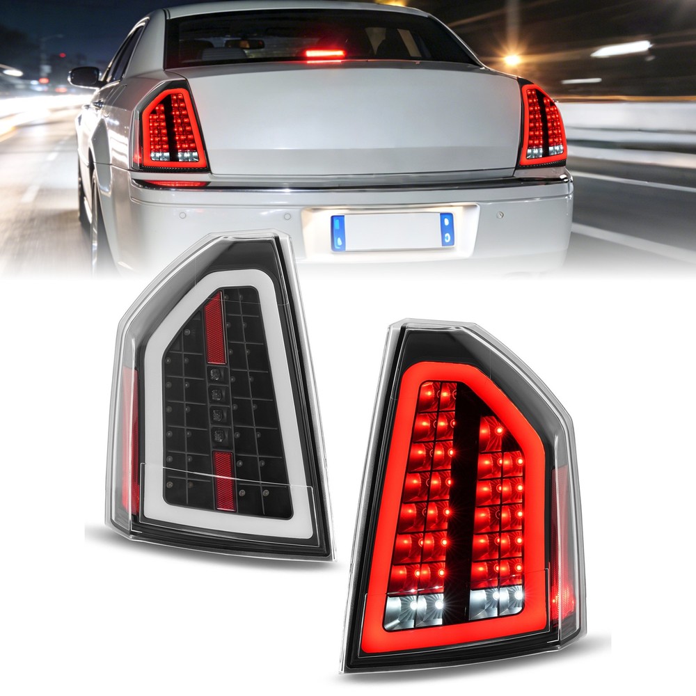 Pair Full LED Tube Clear Lens Tail Light Brake Lamp For Chrysler 300C 2008-2010