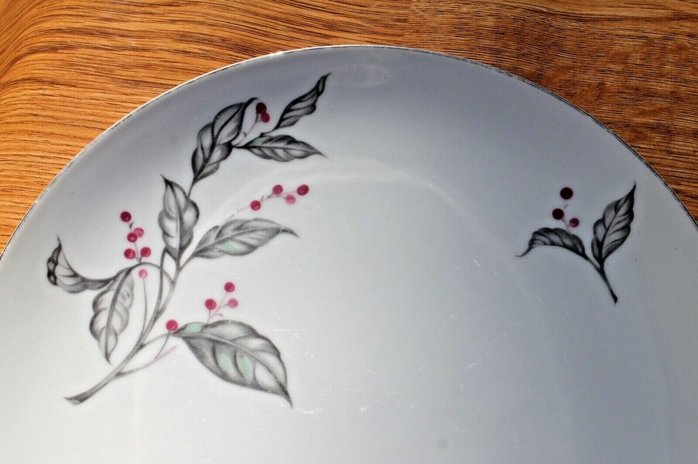 Fine China Soup Salad Bowl, CHOKE CHERRY with Silver Band Trim, 7.5” FREE SHIP!