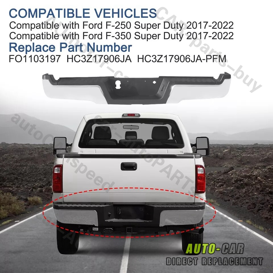 For 2017-2022 Ford F-250 F-350 Super Duty Chrome Rear Step Bumper Assembly