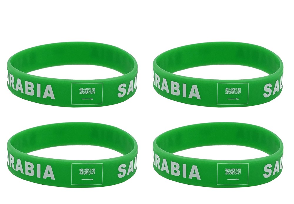 4 Pcs Saudi Arabia Flag Rubber Bracelets - National Pride Wristbands