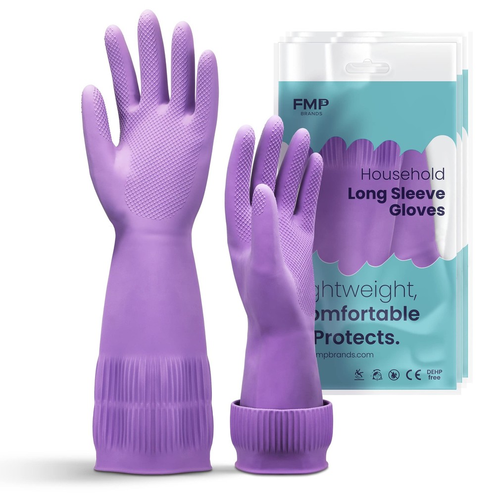 60 Pairs 15-Inch Extra Long Non-Slip Rubber Dishwashing Gloves for Cleaning and Washing