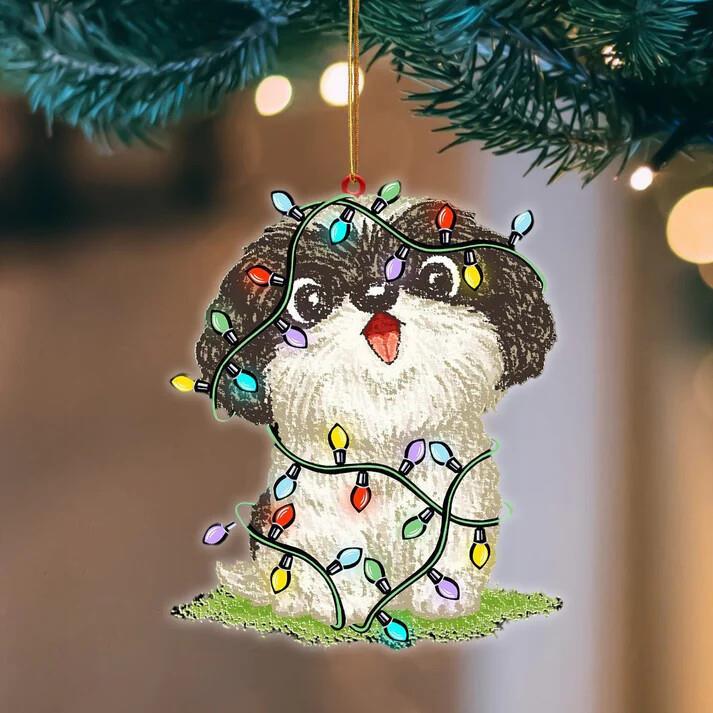 Shih Tzu Christmas Light Hanging Ornament  Christmas Tree Ornament Decor