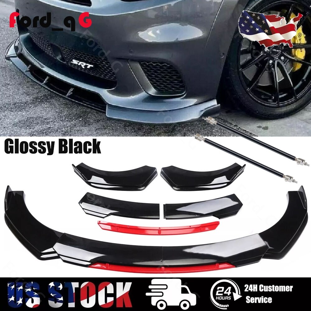 For Jeep Grand Cherokee SRT8 Front Bumper Lip Spoiler Splitter Kit +Strut Rods