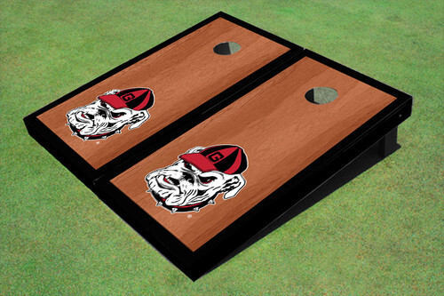 Georgia Bulldogs Black Rosewood Cornhole Set with Hairy Dawg Matching Borders