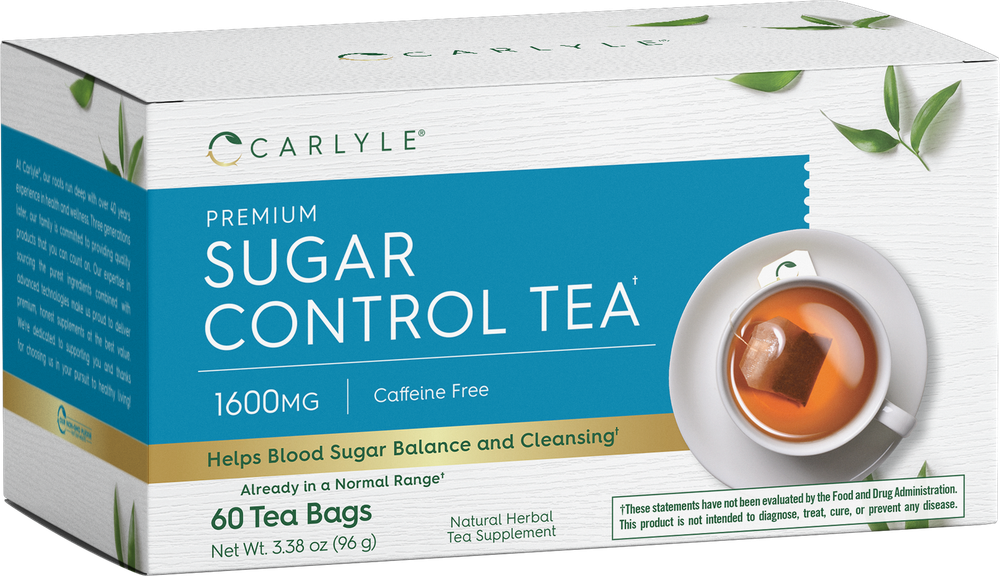 Sugar Control Tea | 60 Tea Bags | Caffeine Free | Vegetarian | by Carlyle