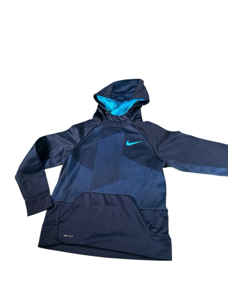 Nike Dri-Fit Pullover Hoodie Boys Youth Size Large Blue Polyester Swoosh