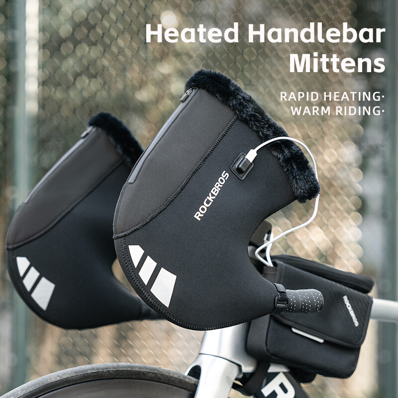 ROCKBROS Winter Electric Heating Bicycle Handlebar Mittens MTB Road Bike Gloves