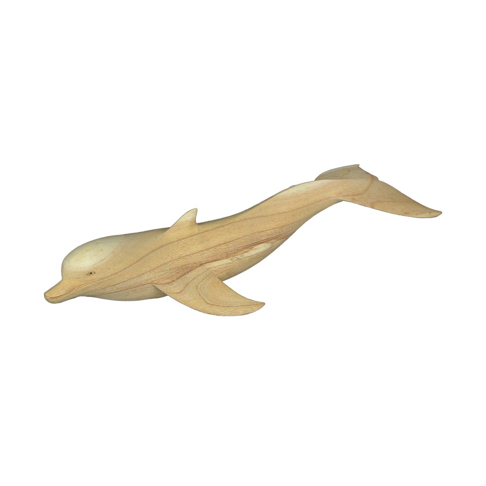 20 Inch Hand Carved Dolphin Wood Sculpture Decorative Figurine Beach Home Decor