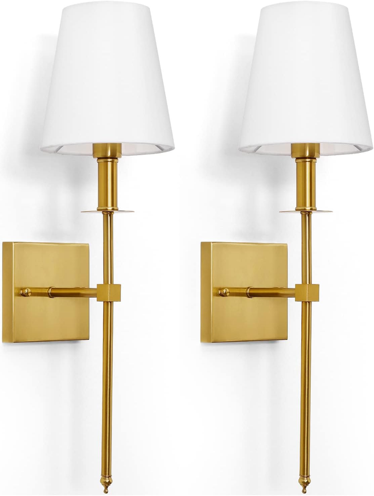 KARTOOSH Wall Sconces Set of 2, Hardwired Gold Sconces Wall Lighting, Dimmable I