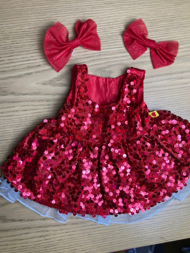 Build a Bear Red Sequin Dress with Bows