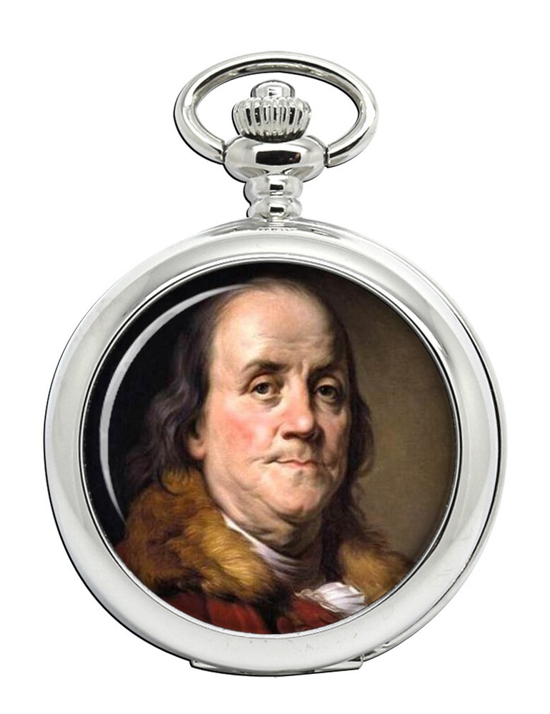 Benjamin Franklin Pocket Watch with Chain and Engraving